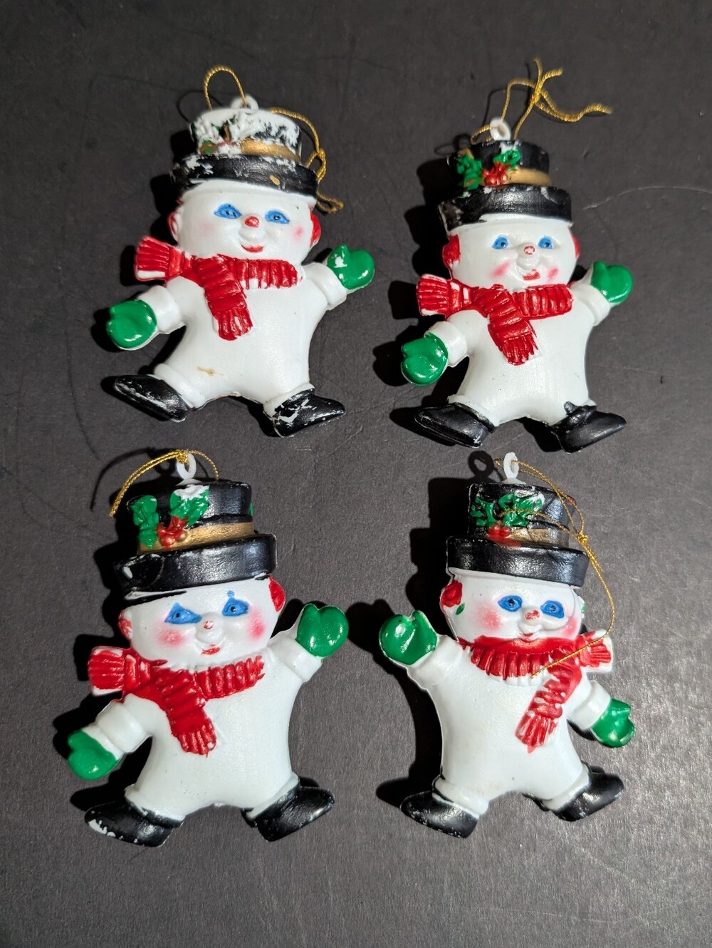 VTG Blow Mold Tree Ornaments Lot Of 14 Santa Snowman Stocking - Picture 6 of 11